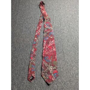 Austin Grey Mens Silk Necktie Red Abstract Geometric Made in Italy 3.75 In Width